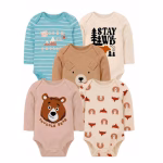 Set de 5 Bodies Manga Larga Osito Cafe