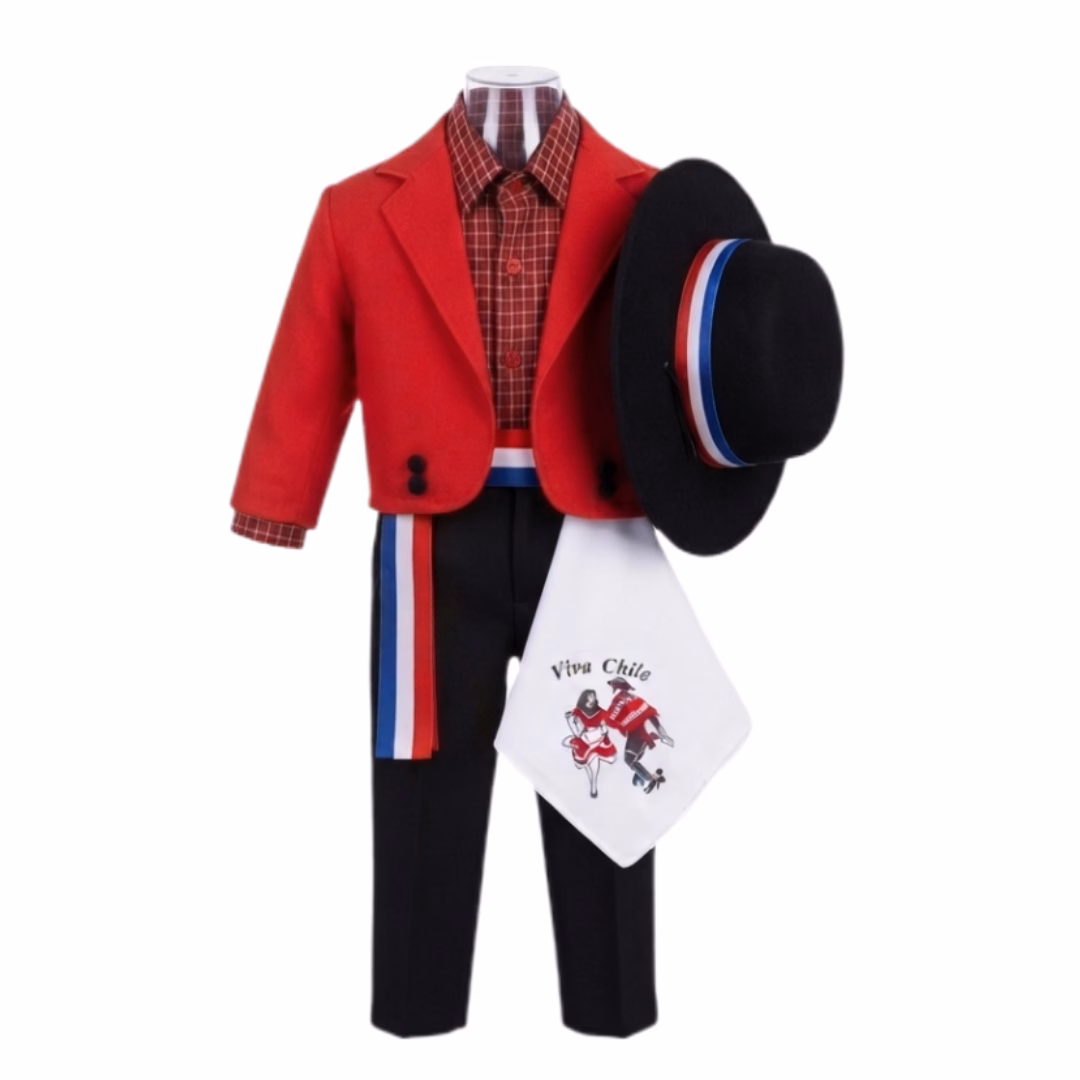10 Traje de Huaso Completo 6 Pzas 0 meses hasta 8 años Rojo - Imagen 1
